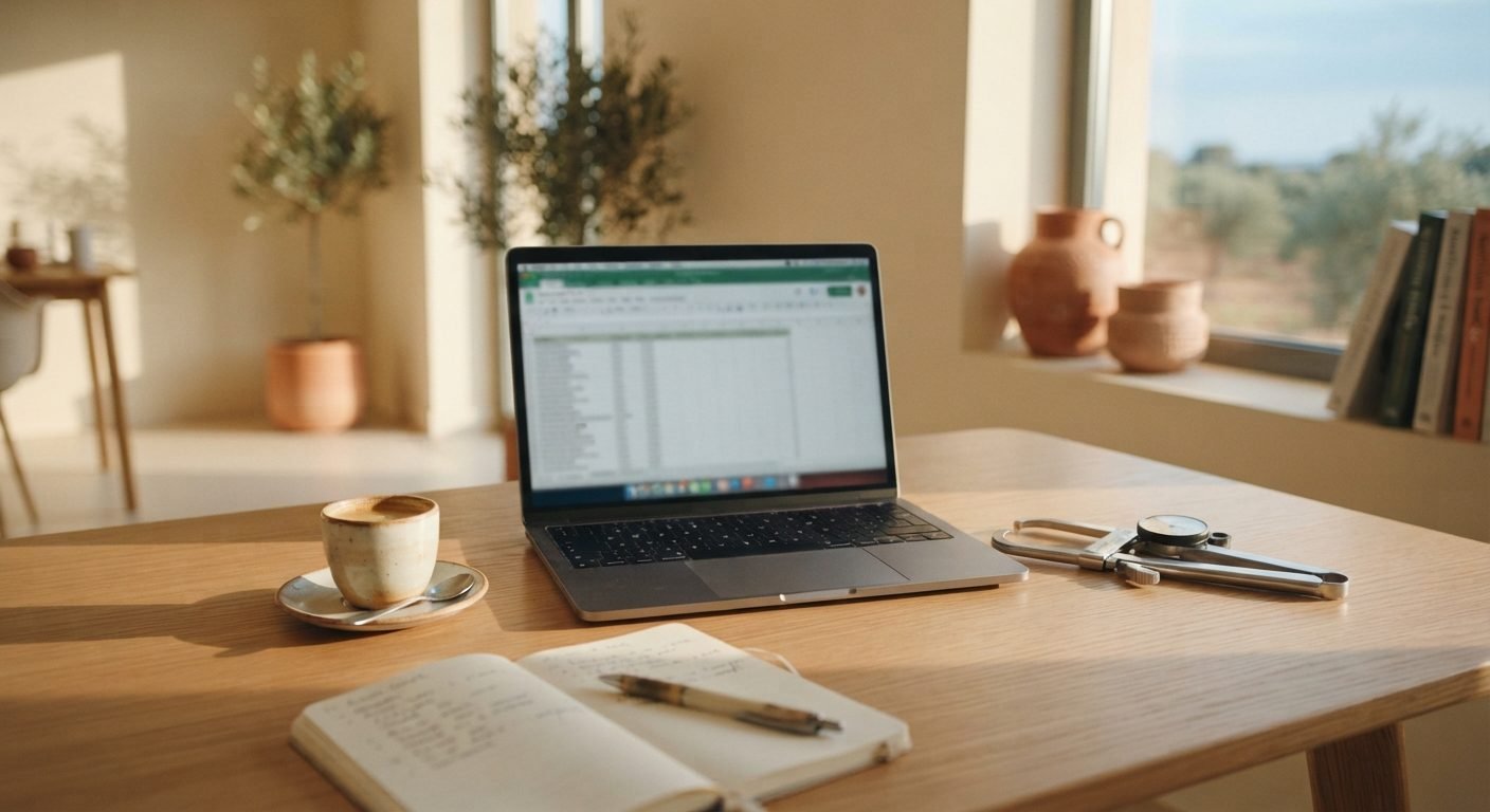 Espai de treball amb ordinador i cafè