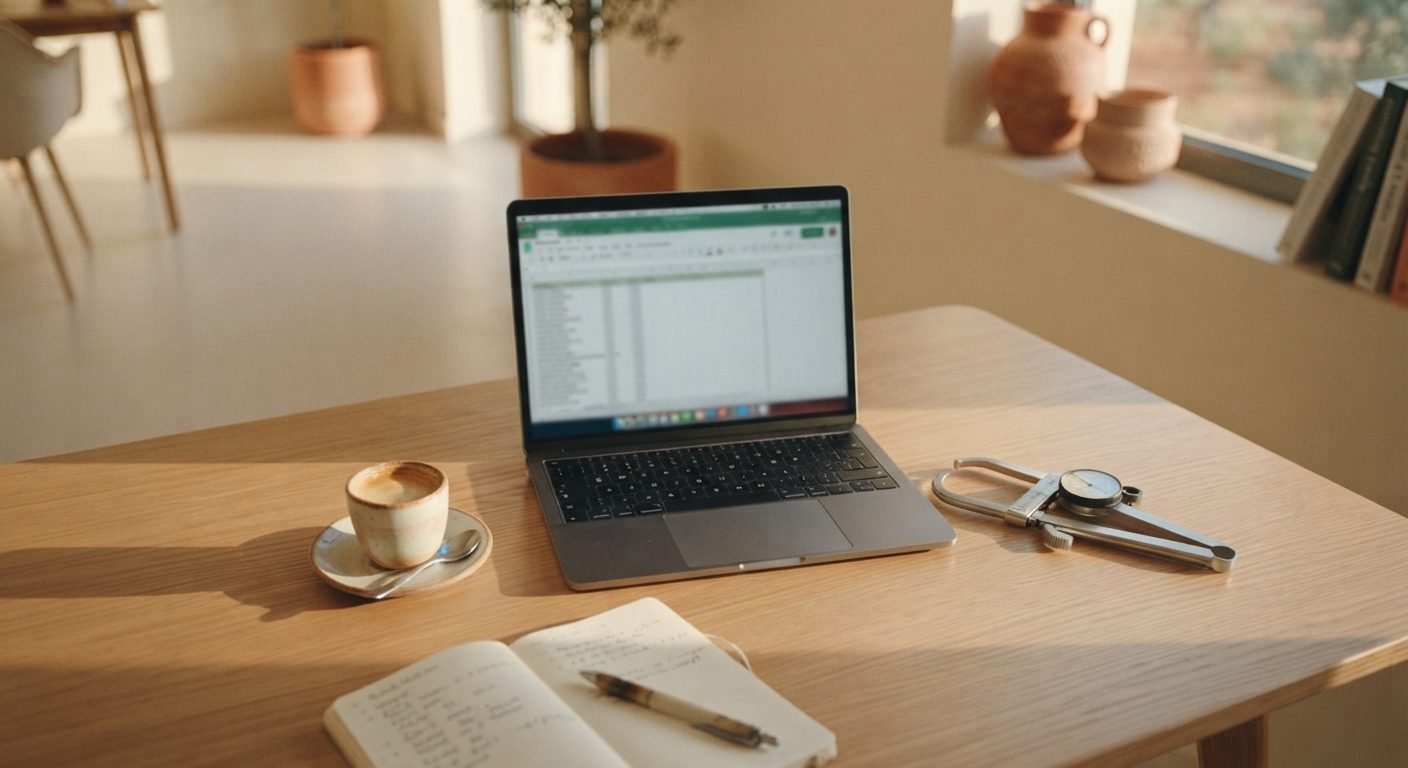 Portàtil amb el seguiment nutricional sobre l'escriptori